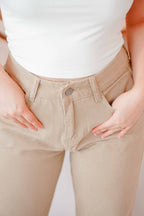 Warm Toffee Wide Legged Jeans in Khaki