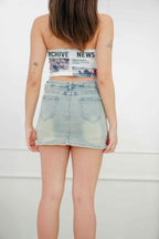 Rebellion Mini Denim Skirt in Faded Blue