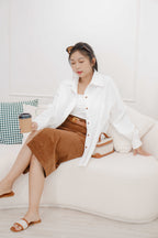 Carter Corduroy Bodycon Skirt in Brown