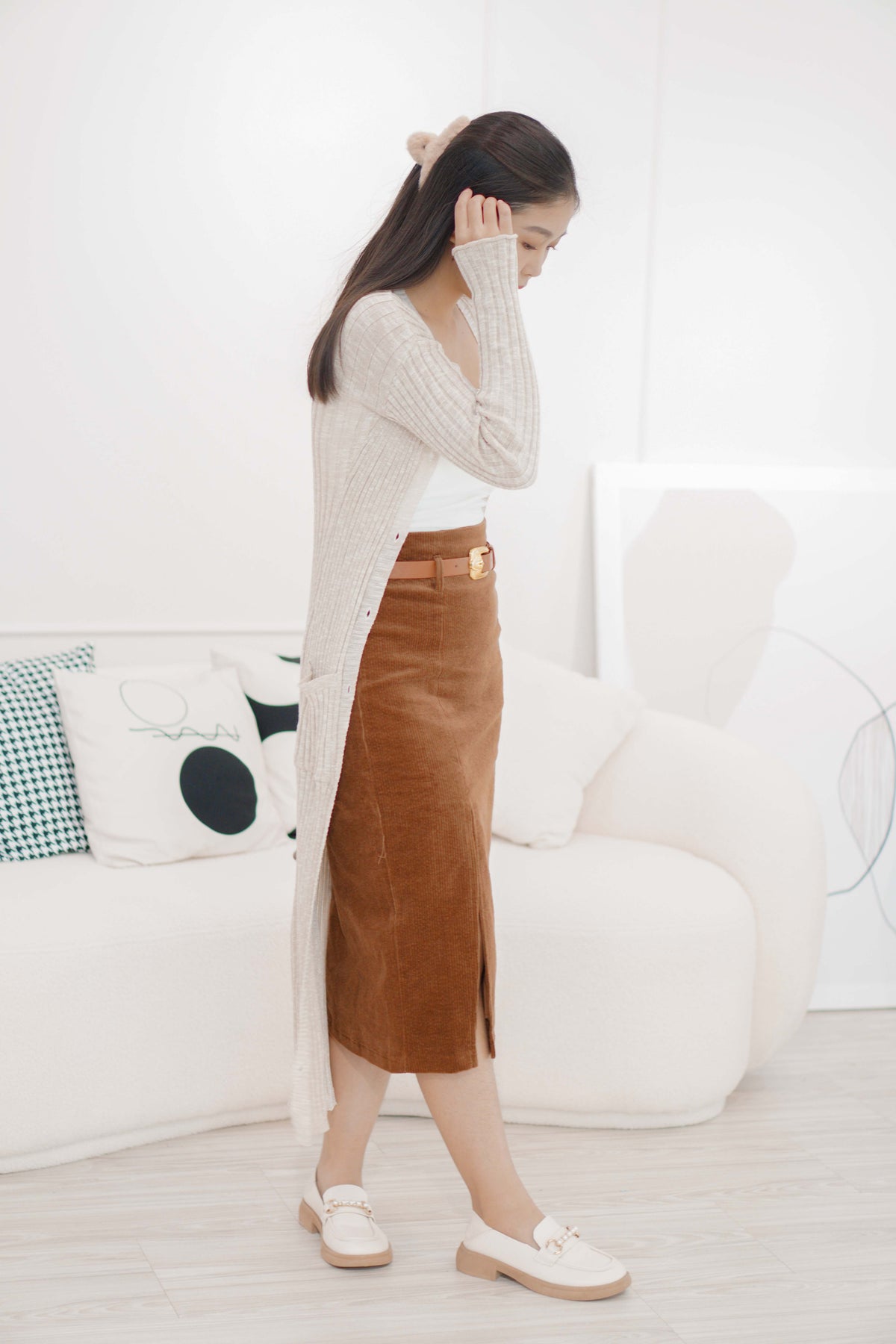 Carter Corduroy Bodycon Skirt in Brown