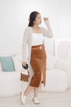 Carter Corduroy Bodycon Skirt in Brown