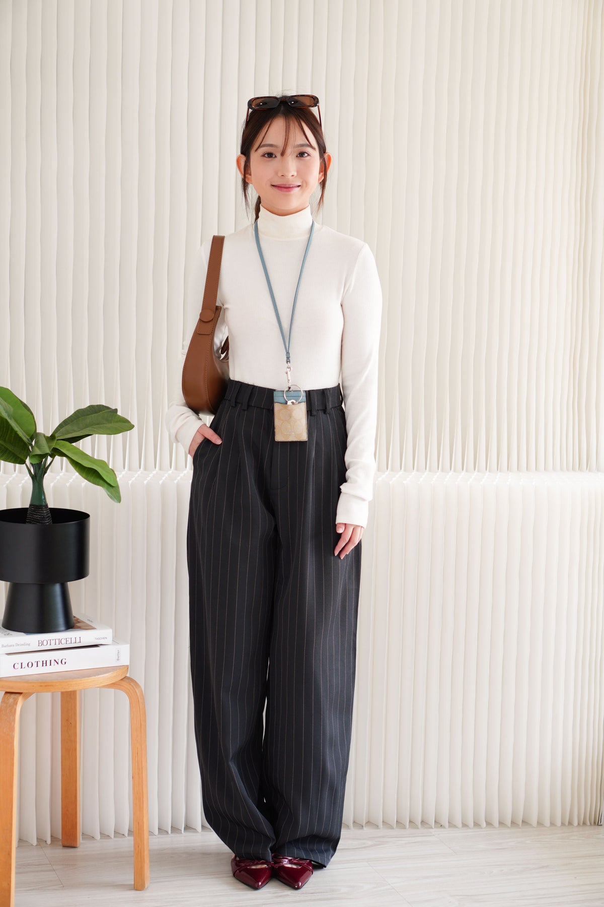 Bren High Neck Long Sleeve Top in White