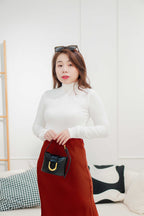 Bren High Neck Long Sleeve Top in White