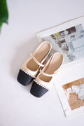 Aurie Pearl Mary Jane Flats in Cream