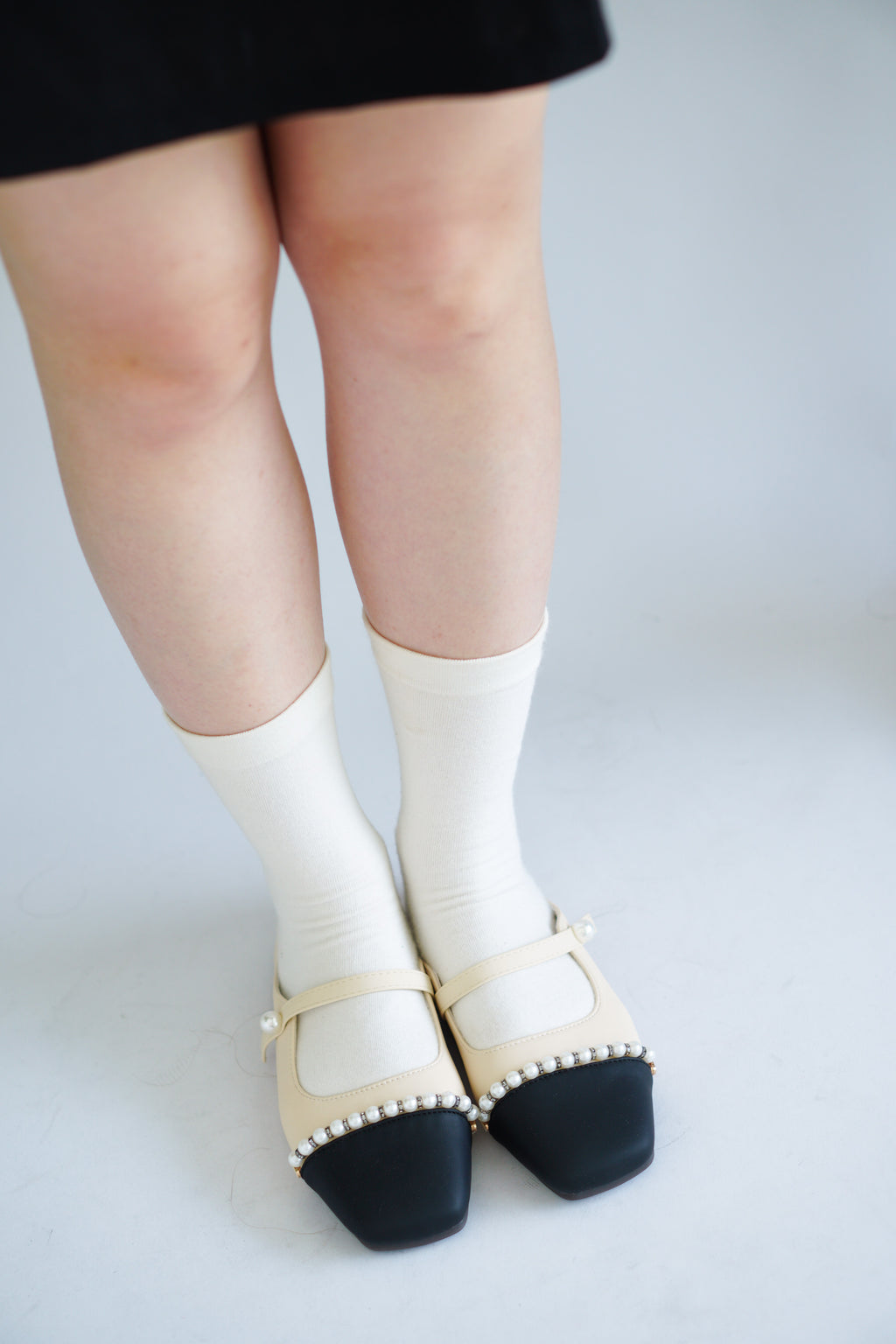 Aurie Pearl Mary Jane Flats in Cream