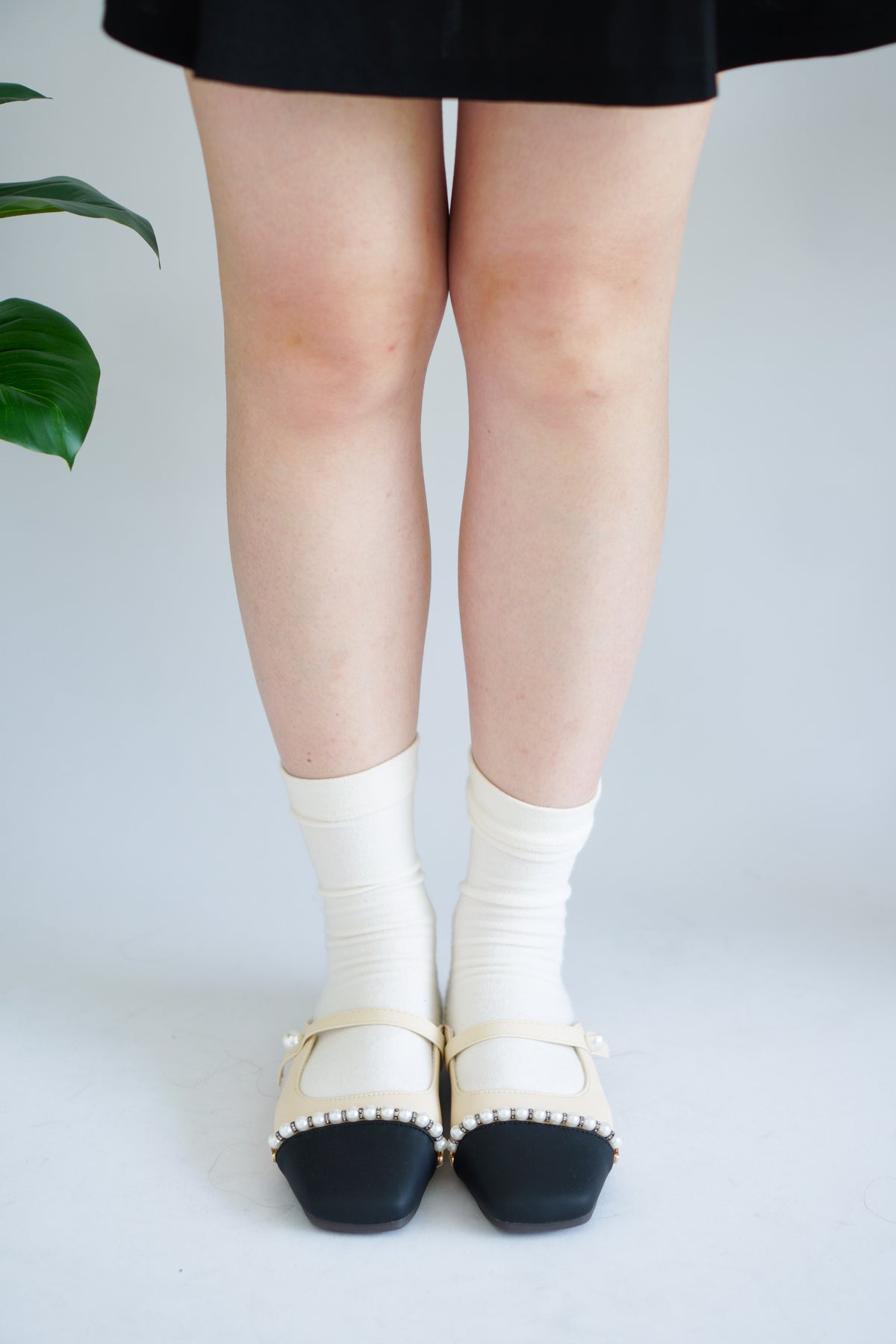 Aurie Pearl Mary Jane Flats in Cream
