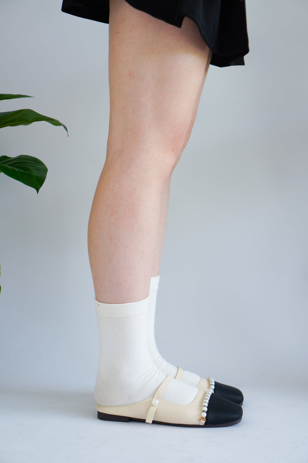 Aurie Pearl Mary Jane Flats in Cream