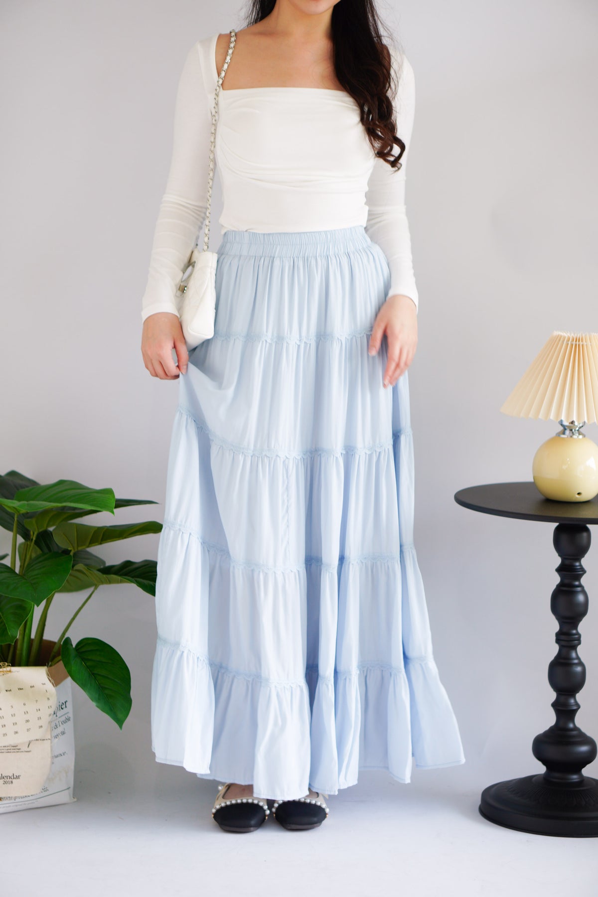 Lilo Maxi Layered Skirt in Blue