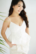 Olia Peplum Pleated Top in White