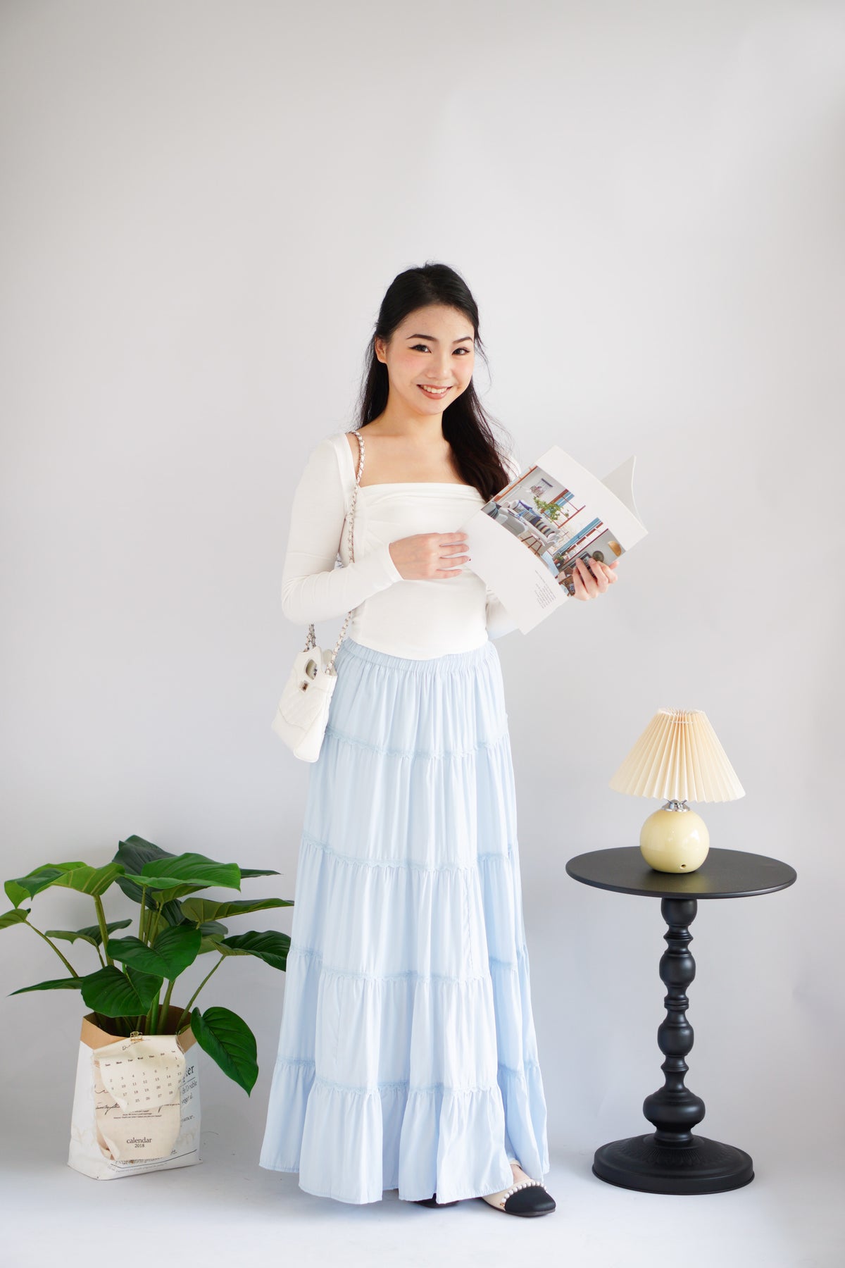 Lilo Maxi Layered Skirt in Blue