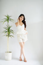 Olia Peplum Pleated Top in White