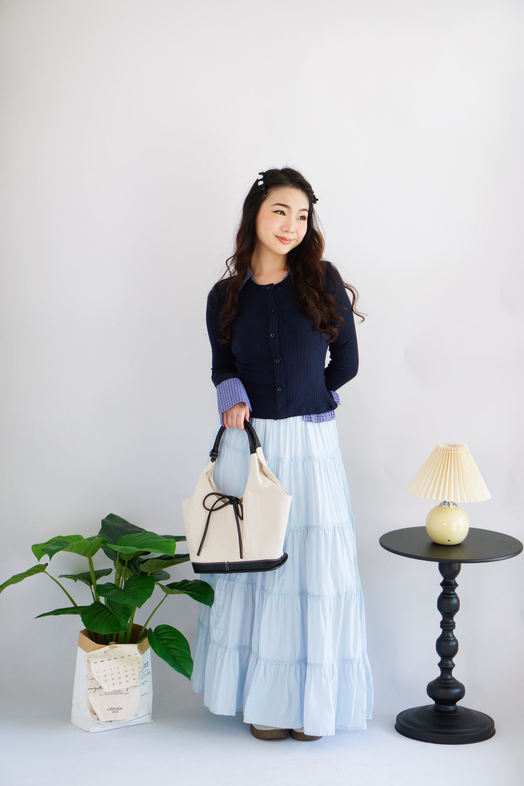 Lilo Maxi Layered Skirt in Blue