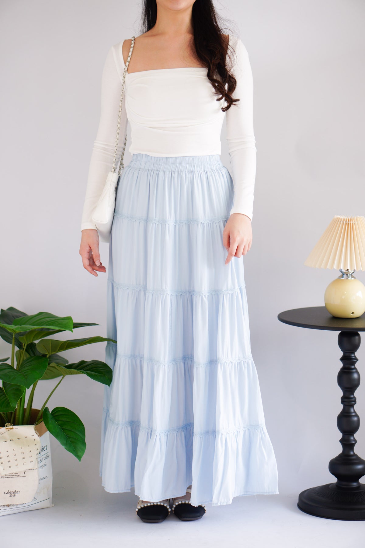 Lilo Maxi Layered Skirt in Blue