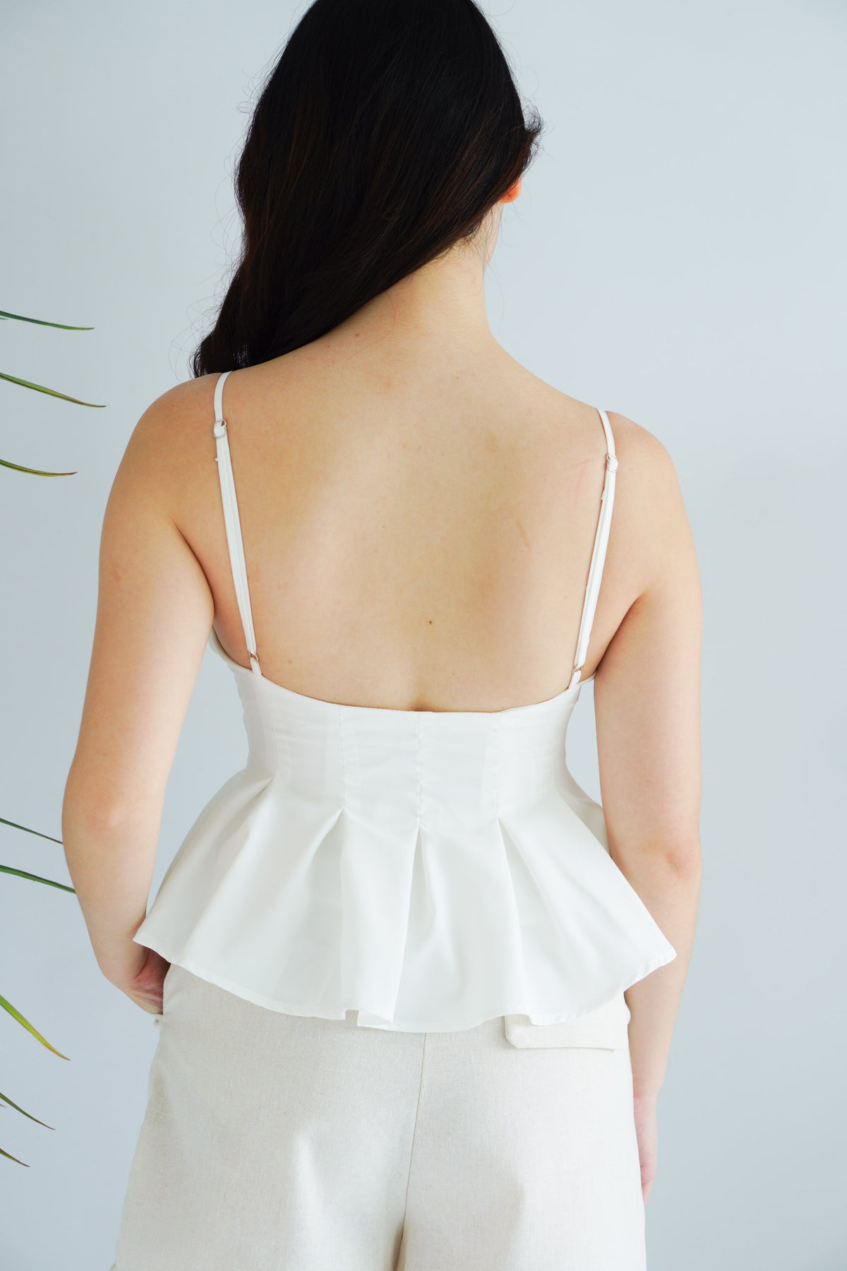 Olia Peplum Pleated Top in White