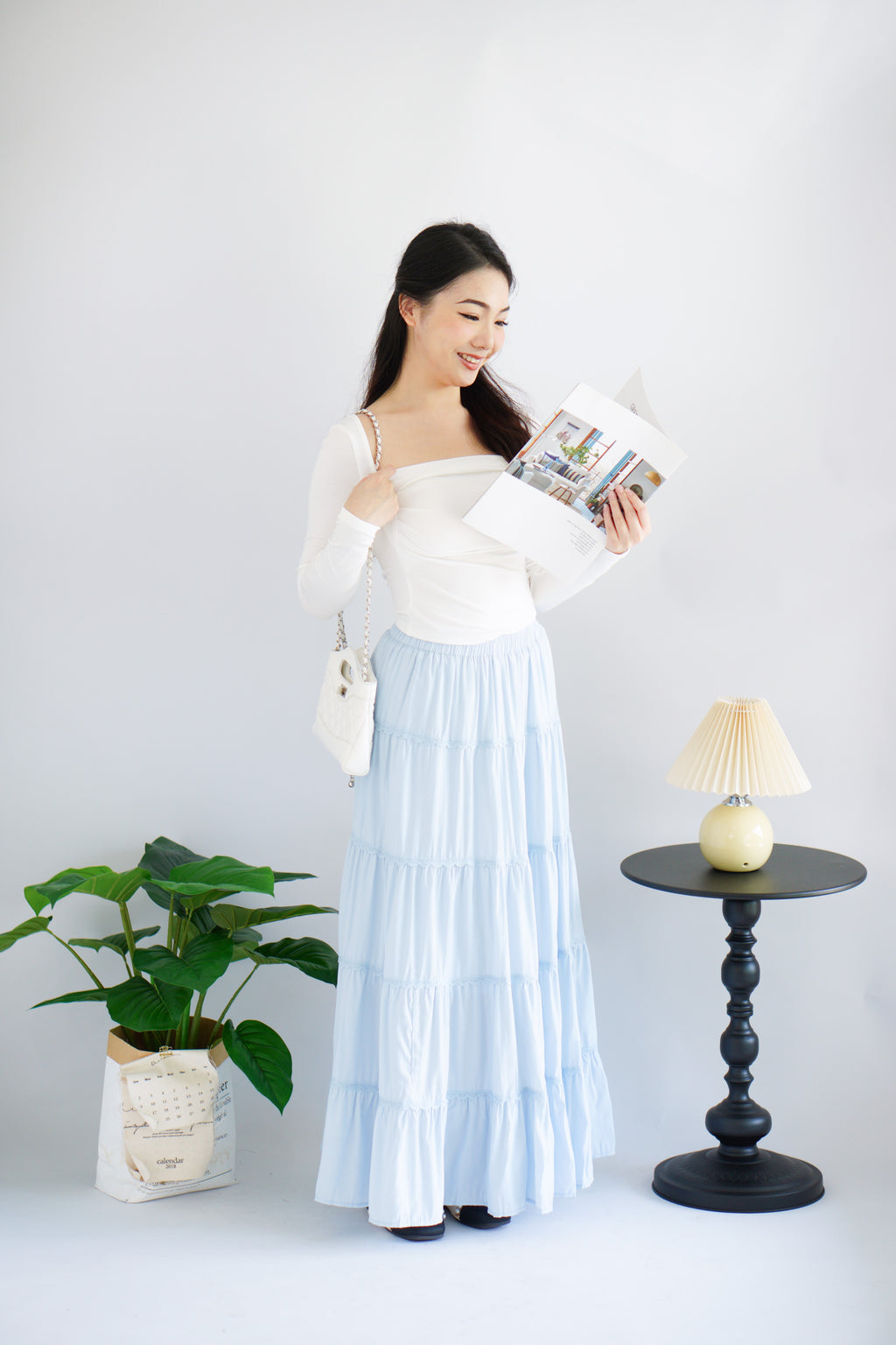 Lilo Maxi Layered Skirt in Blue