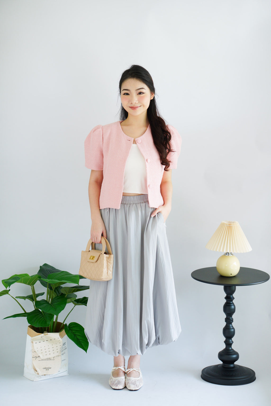 Luzie Maxi Bubble Skirt in Grey