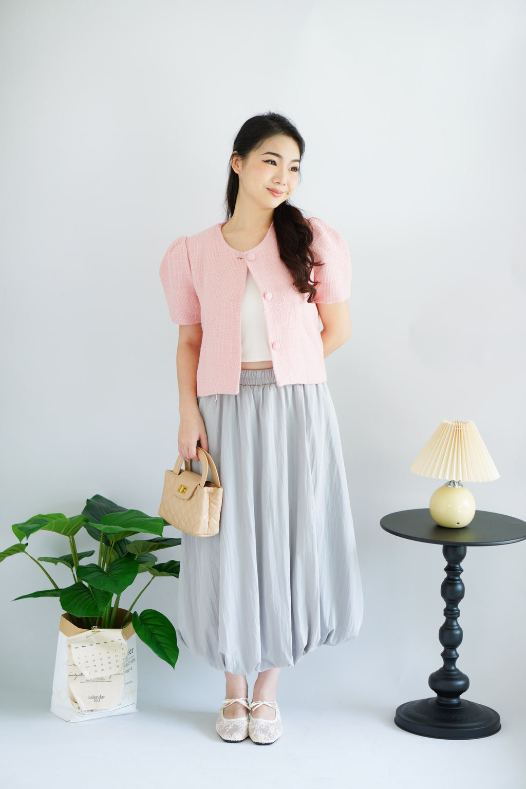 Luzie Maxi Bubble Skirt in Grey