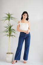 Hazel Straight Cut Denim Jeans in Dark Blue