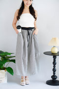 Zella Stripes Maxi Skirt with Pockets in Black