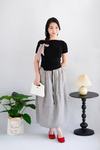 Zella Stripes Maxi Skirt with Pockets in Black