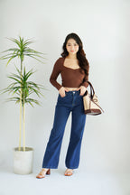 Hazel Straight Cut Denim Jeans in Dark Blue