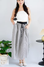 Zella Stripes Maxi Skirt with Pockets in Black