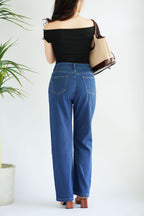 Hazel Straight Cut Denim Jeans in Dark Blue