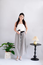 Zella Stripes Maxi Skirt with Pockets in Black