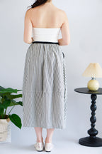 Zella Stripes Maxi Skirt with Pockets in Black