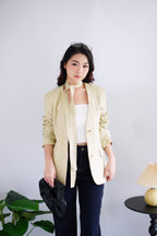 (BACKORDER) Keesha Sash Blazer in Light Yellow Khaki
