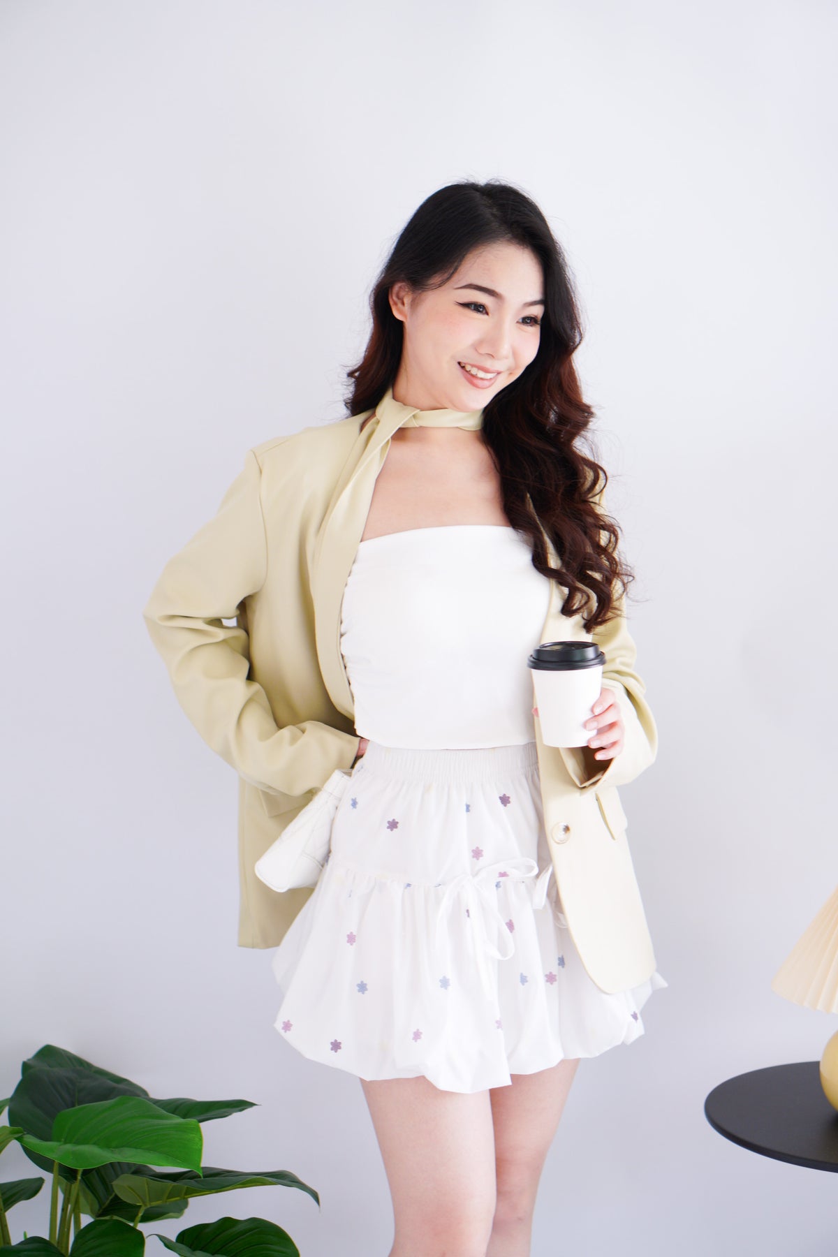 (BACKORDER) Keesha Sash Blazer in Light Yellow Khaki