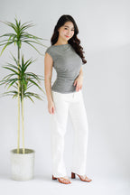 (BACKORDER) Charlie Basic High Neck Ruched Top in Grey