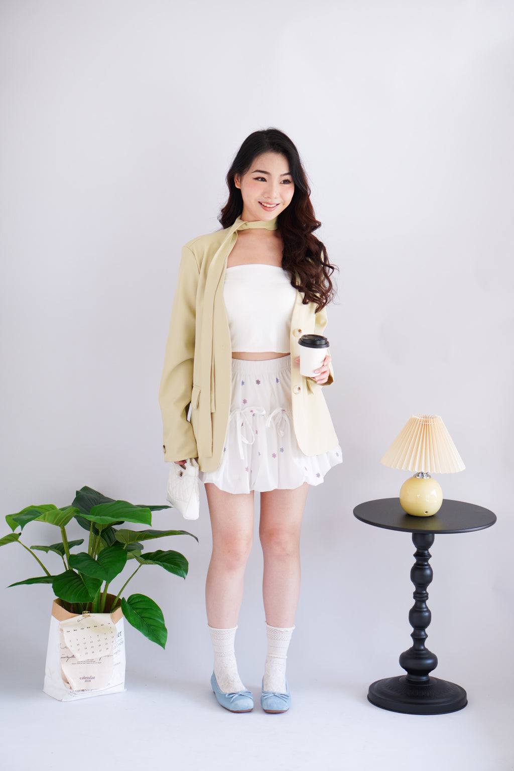 (BACKORDER) Keesha Sash Blazer in Light Yellow Khaki