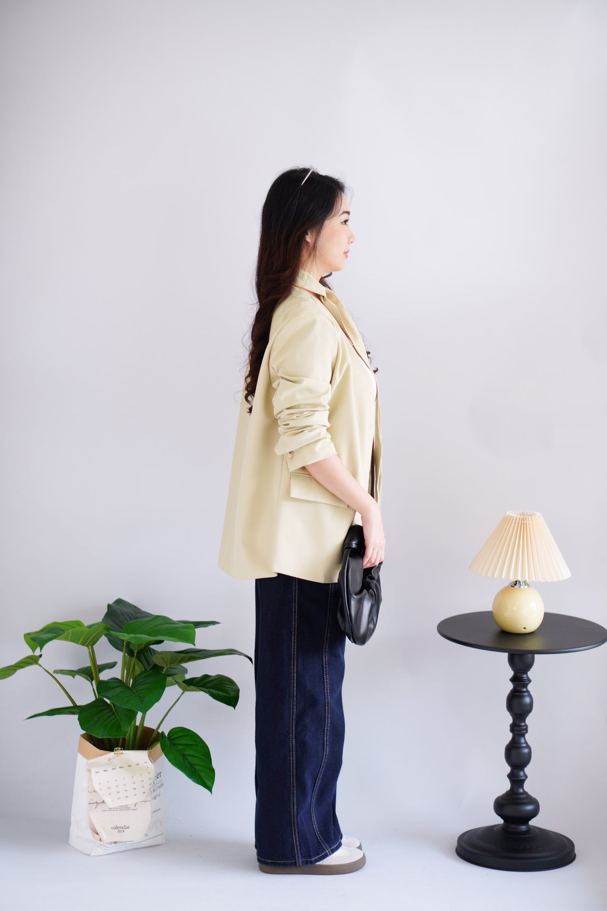 (BACKORDER) Keesha Sash Blazer in Light Yellow Khaki