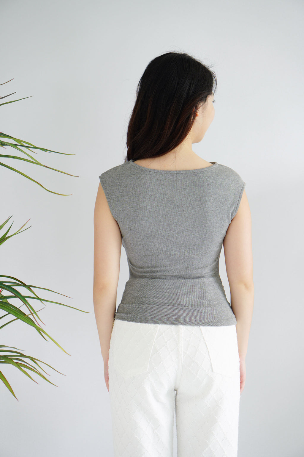 (BACKORDER) Charlie Basic High Neck Ruched Top in Grey
