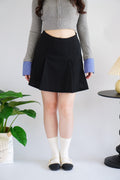 Mina A-Line Pleated Mini Skirt in Black ( up to size XXXL)