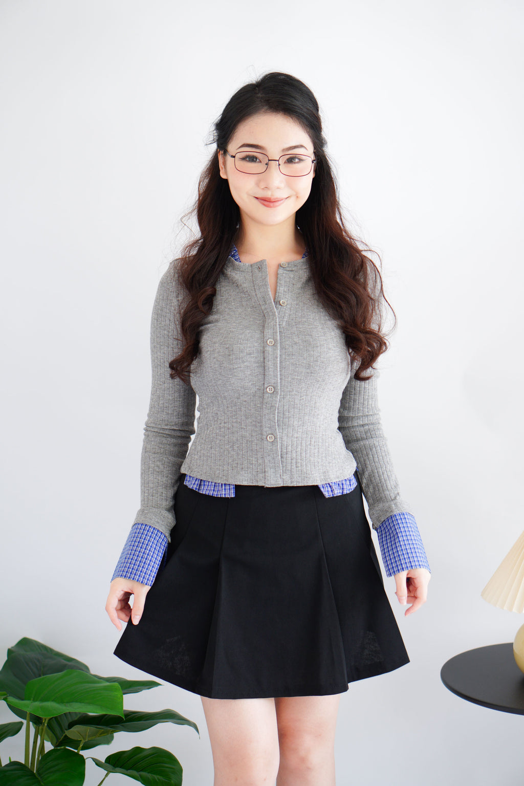 Mina A-Line Pleated Mini Skirt in Black ( up to size XXXL)