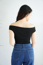 Reika Cowl Neck Ruched Top in Black