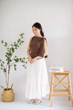 Lioris Boat Neck Tie Top in Brown