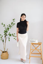 Alani Ruched High Neck Top in Black