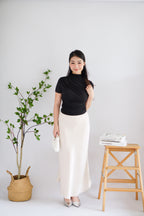Alani Ruched High Neck Top in Black