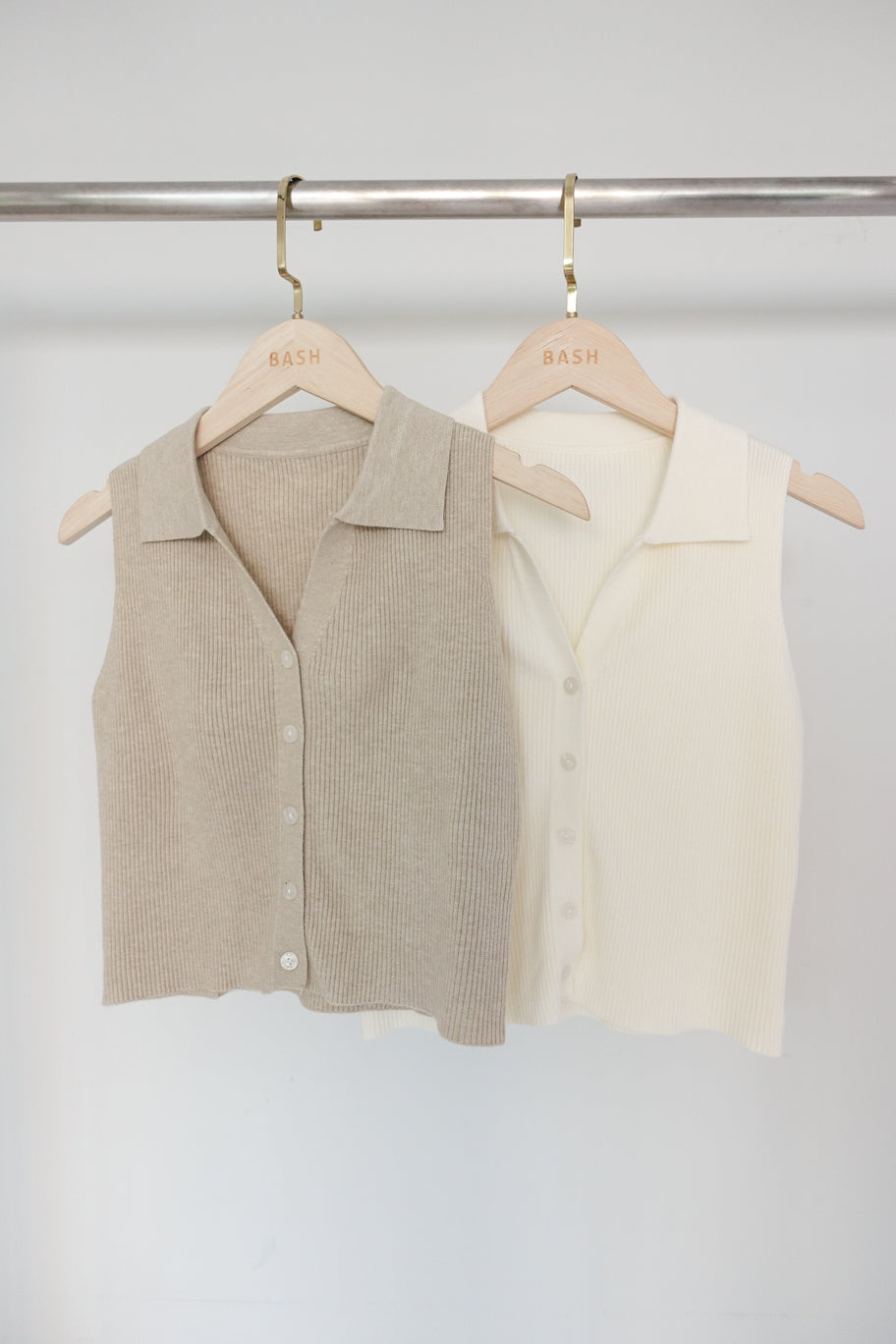Millie Collar Sleeveless Knit Button Down Top