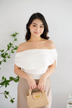Rovi Cowl Neck Ruched Top in White