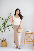 Rovi Cowl Neck Ruched Top in White