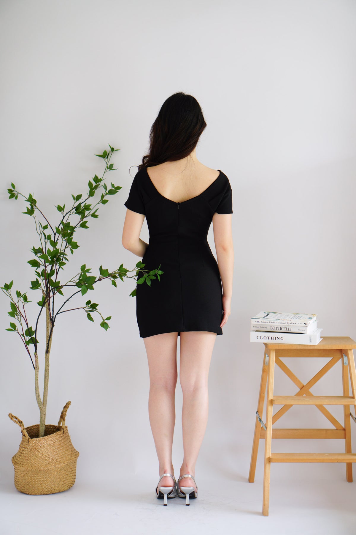 Eve Mini Bodycon Ruched Waist Dress in Black