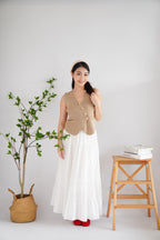 Nolera Button Knit Top in Khaki