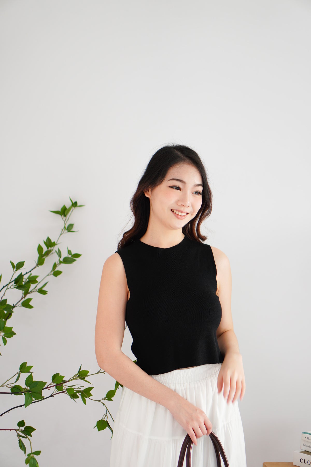 Patty Basic High Neck Knit Top in Black