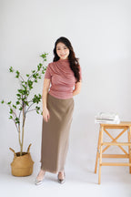 Alani Ruched High Neck Top in Pink