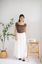 Rovi Cowl Neck Ruched Top in Khaki
