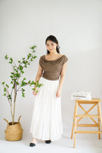 Rovi Cowl Neck Ruched Top in Khaki